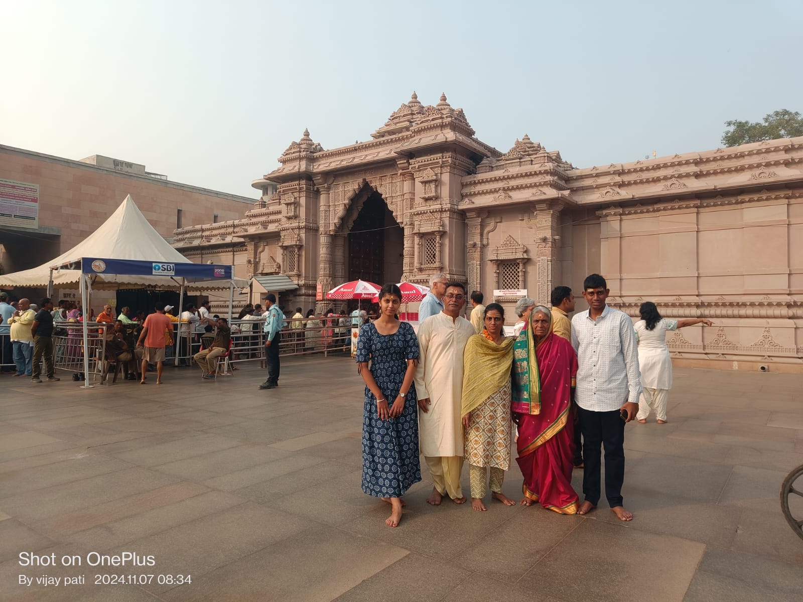 Travellers visiting a temple